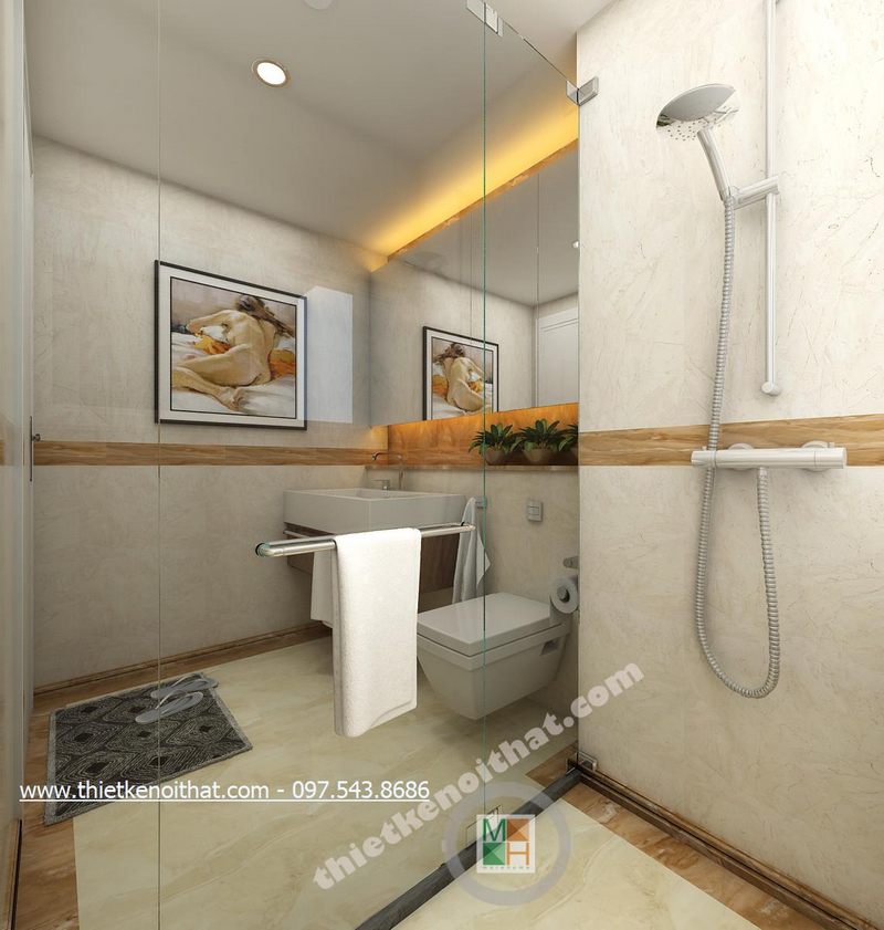 Thiết kế nội thất phòng tắm chung cư Duplex Mandarin Garden Cầu Giấy Hà Nội